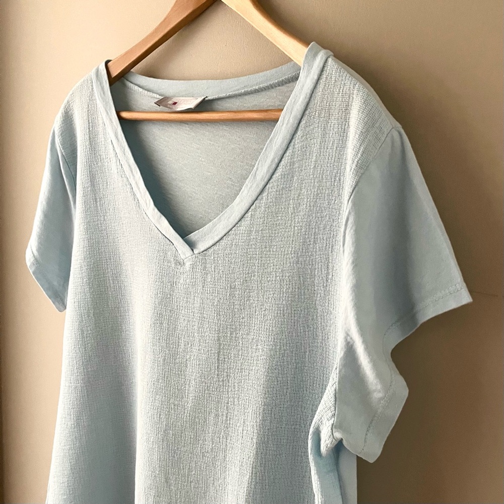 Tina Stephens Cotton/Linen V-Neck Top